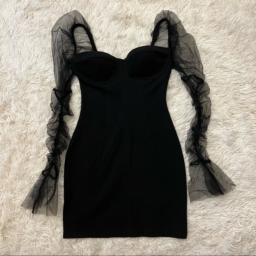Black Mesh Sleeve Dress